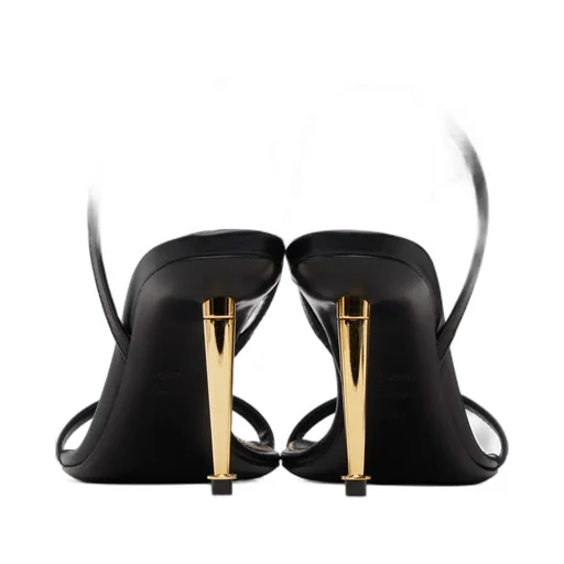 Lock-Shaped Pointed-Toe Open-Toe Sandals