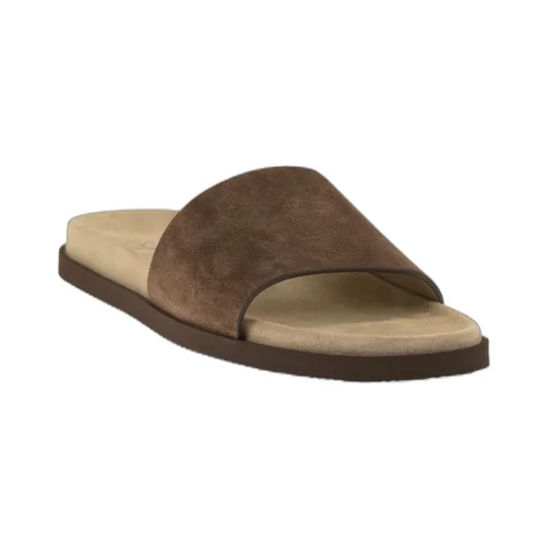Suede-Strap Flat Sandals