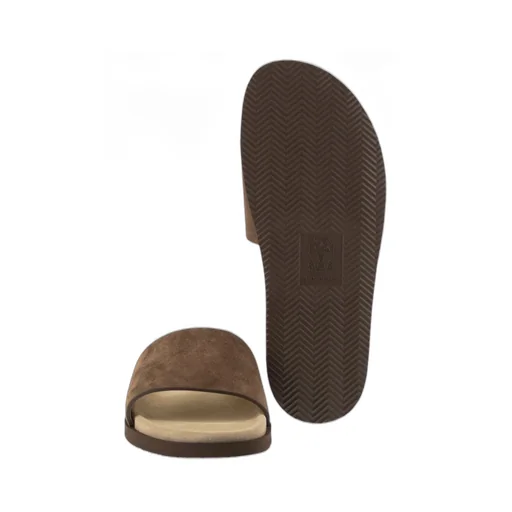 Suede-Strap Flat Sandals