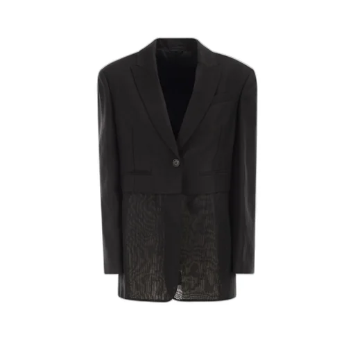 Transparent-Insert Single-Breasted Blazer