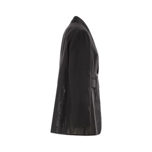 Transparent-Insert Single-Breasted Blazer