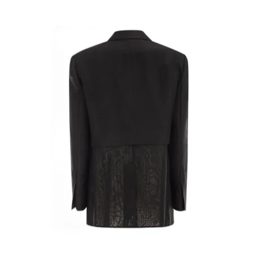 Transparent-Insert Single-Breasted Blazer