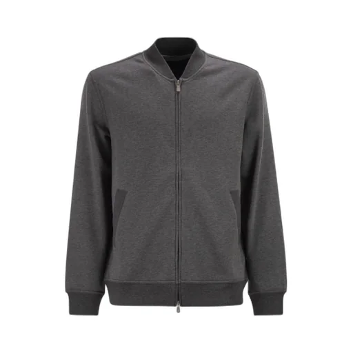 Zip Ribbed-Knit Sweatshirt