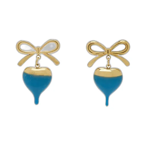 Dipped Bow Heart Earrings