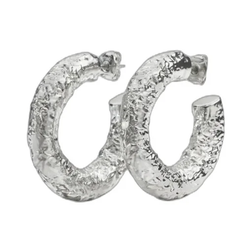 Tinfoil-Textured Hoop Earrings