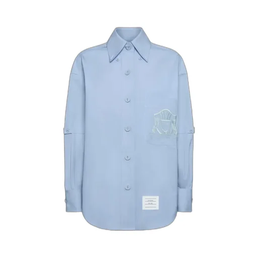 Thom Browne Solid Poplin Crest Embroidery Armband Supersized Shirt