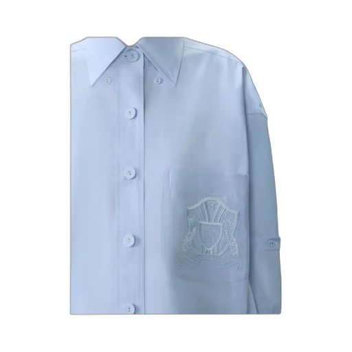 Thom Browne Solid Poplin Crest Embroidery Armband Supersized Shirt
