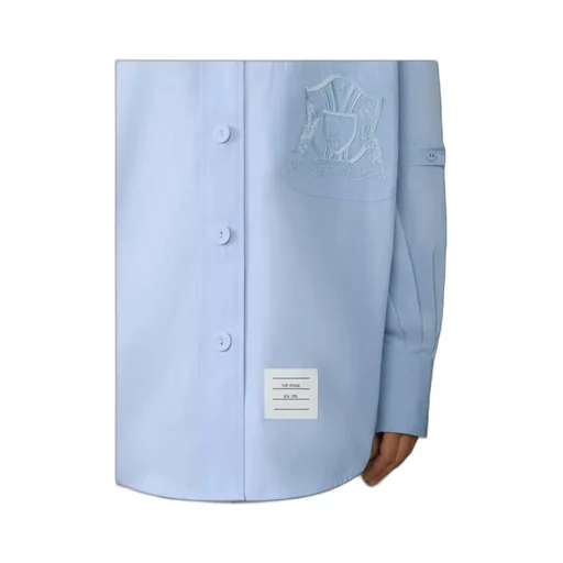 Thom Browne Solid Poplin Crest Embroidery Armband Supersized Shirt