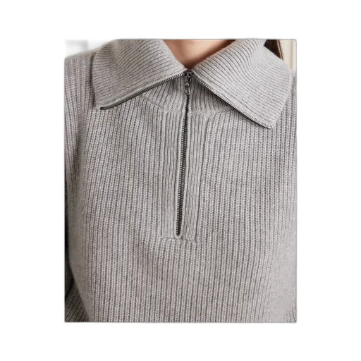 Runyon Ribbed Cashmere Turtleneck Half-Zip Sweater