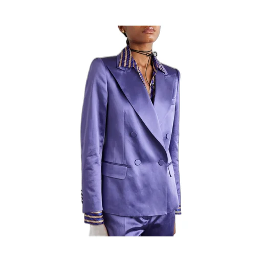 Double-Breasted Satin Blazer