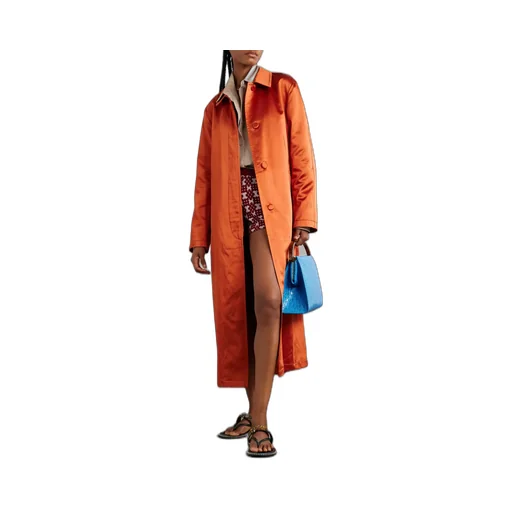 Cotton Blend Satin Coat