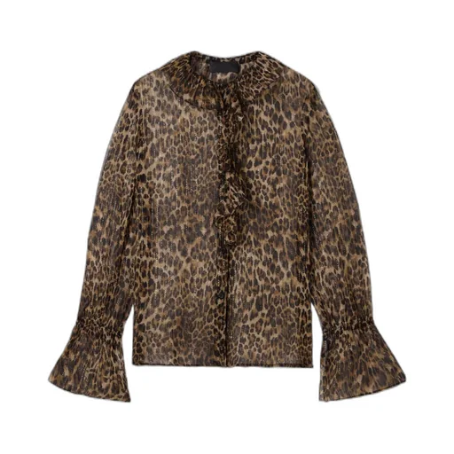 Cecily Leopard Print Shirt With Ruffles
