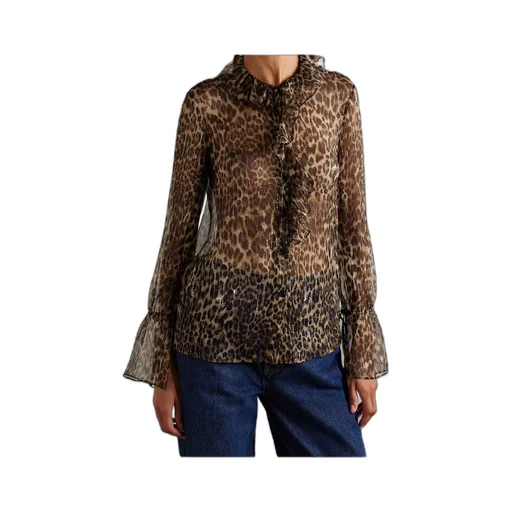 Cecily Leopard Print Shirt With Ruffles