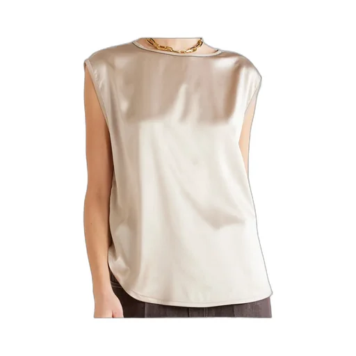 Bead-Embellished Silk-Blend Satin Top