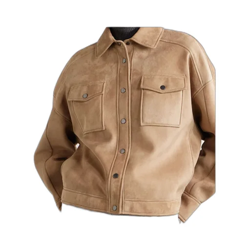 Long-Sleeved Leather Jacket