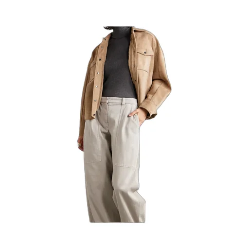 Long-Sleeved Leather Jacket