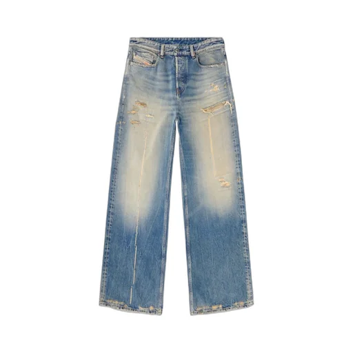 Diesel 1996-D-Sire Wide-Leg Distressed Jeans