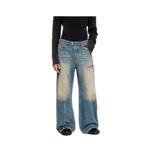 Diesel 1996-D-Sire Wide-Leg Distressed Jeans