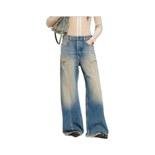 Diesel 1996-D-Sire Wide-Leg Distressed Jeans