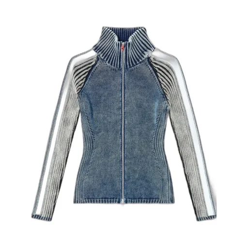 M-Estrella Striped High-Neck Jacket
