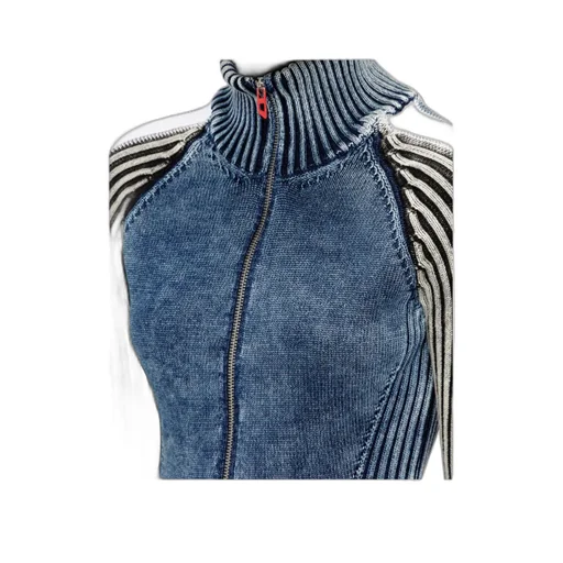 M-Estrella Striped High-Neck Jacket