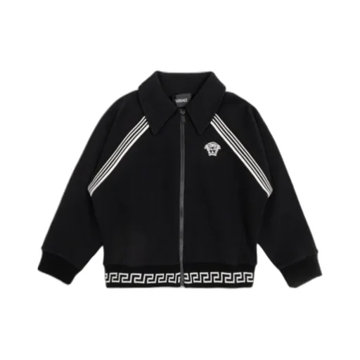 Versace Kids Logo Embroidered Zip-Up Jacket