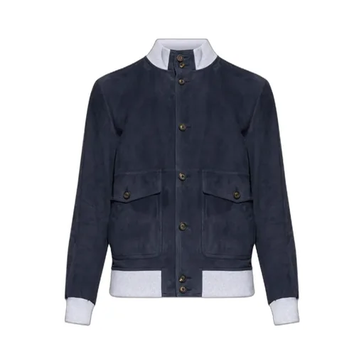 Eleventy Flap Pocket Leather Jacket