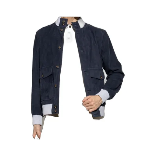 Eleventy Flap Pocket Leather Jacket