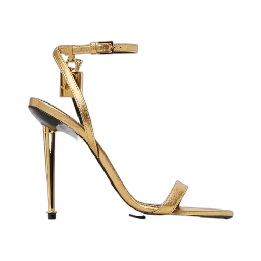 Lock-Shaped Pointed-Toe Open-Toe Sandals
