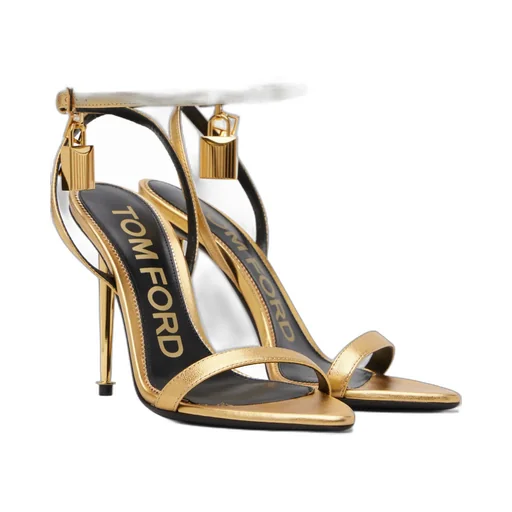 Lock-Shaped Pointed-Toe Open-Toe Sandals