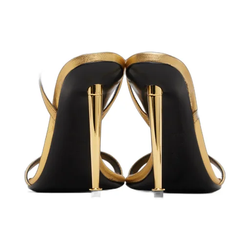 Lock-Shaped Pointed-Toe Open-Toe Sandals