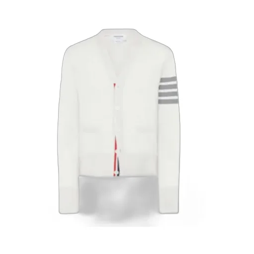 Wool Four-Stripe V-Neck Cardigan