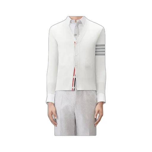 Wool Four-Stripe V-Neck Cardigan