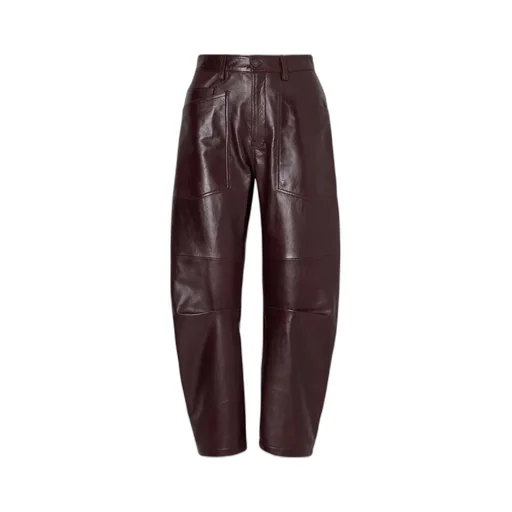 Leather Wide-Leg Casual Pants