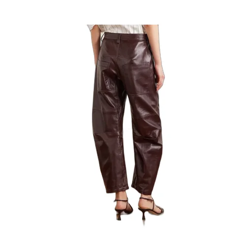 Leather Wide-Leg Casual Pants