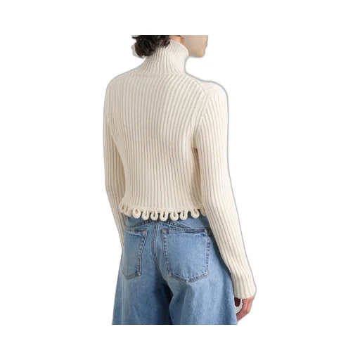 Lace-Up Wool Ribbed Sweater