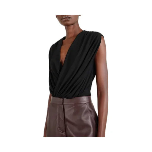 Hooded Draped Knit Bodysuit