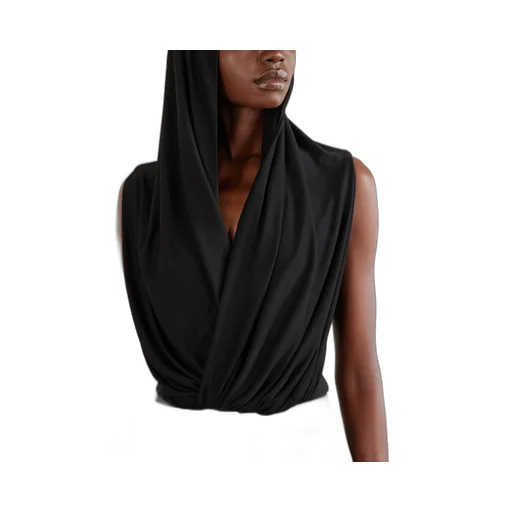 Hooded Draped Knit Bodysuit