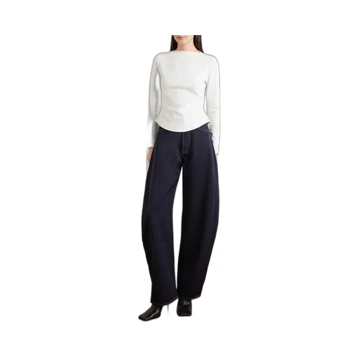 Denim High-Rise Barrel-Leg Jeans