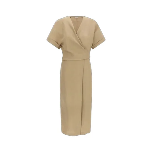 Brunello Cucinelli V-Neck Short-Sleeve Dress