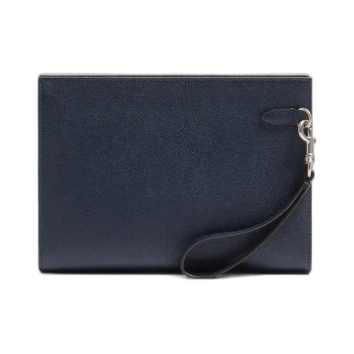 Grained Vlogo Signature Leather Clutch Bag