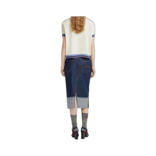 Blue Denim Inside-Out Midi Skirt