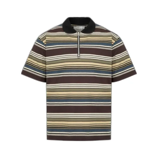 Sacai Striped Half-Zip Polo Shirt