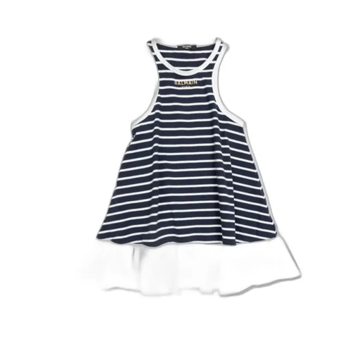 Balmain Kids Striped Logo Dress