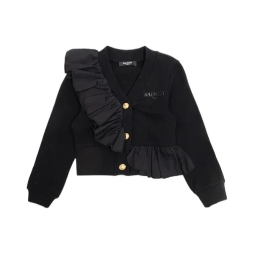 Balmain Kids Ruffled Button Cardigan