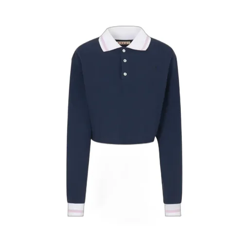 Marni Cropped Long-Sleeve Polo T-Shirt