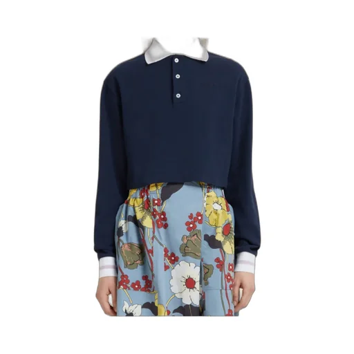 Marni Cropped Long-Sleeve Polo T-Shirt