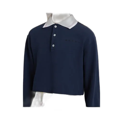 Marni Cropped Long-Sleeve Polo T-Shirt