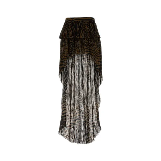 Blumarine Asymmetric Printed Ruffled Chiffon Skirt