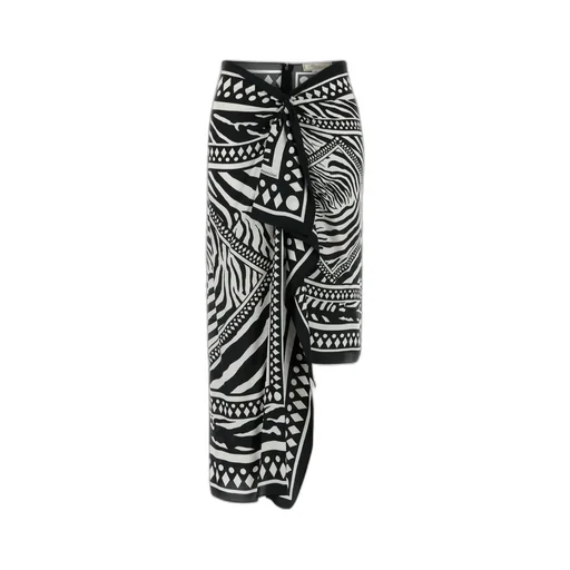 Asymmetrical Foulard-Print Skirt
